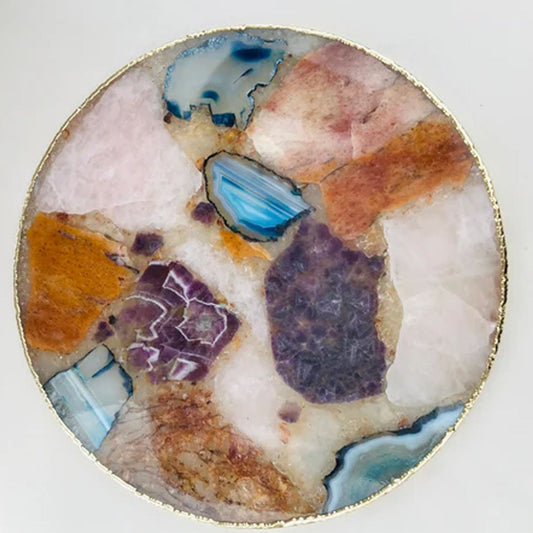 Large Multicolored 12" Diameter Agate Platter/Tray/Personalized Mementos/Sign Boards