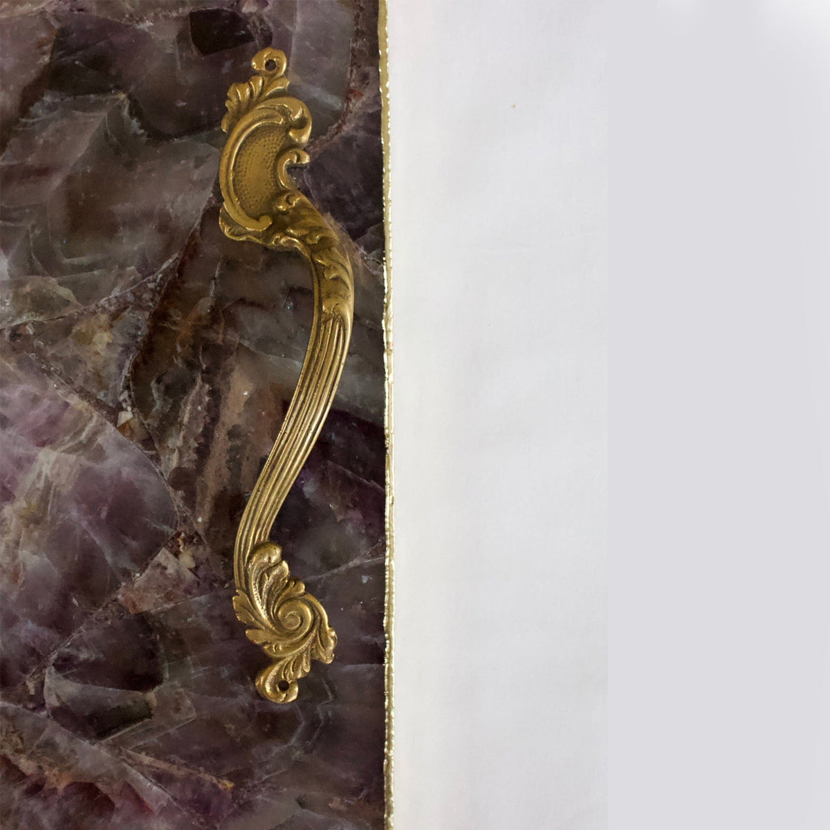 Amethyst Agate Serving Tray With Brass Handles | Square