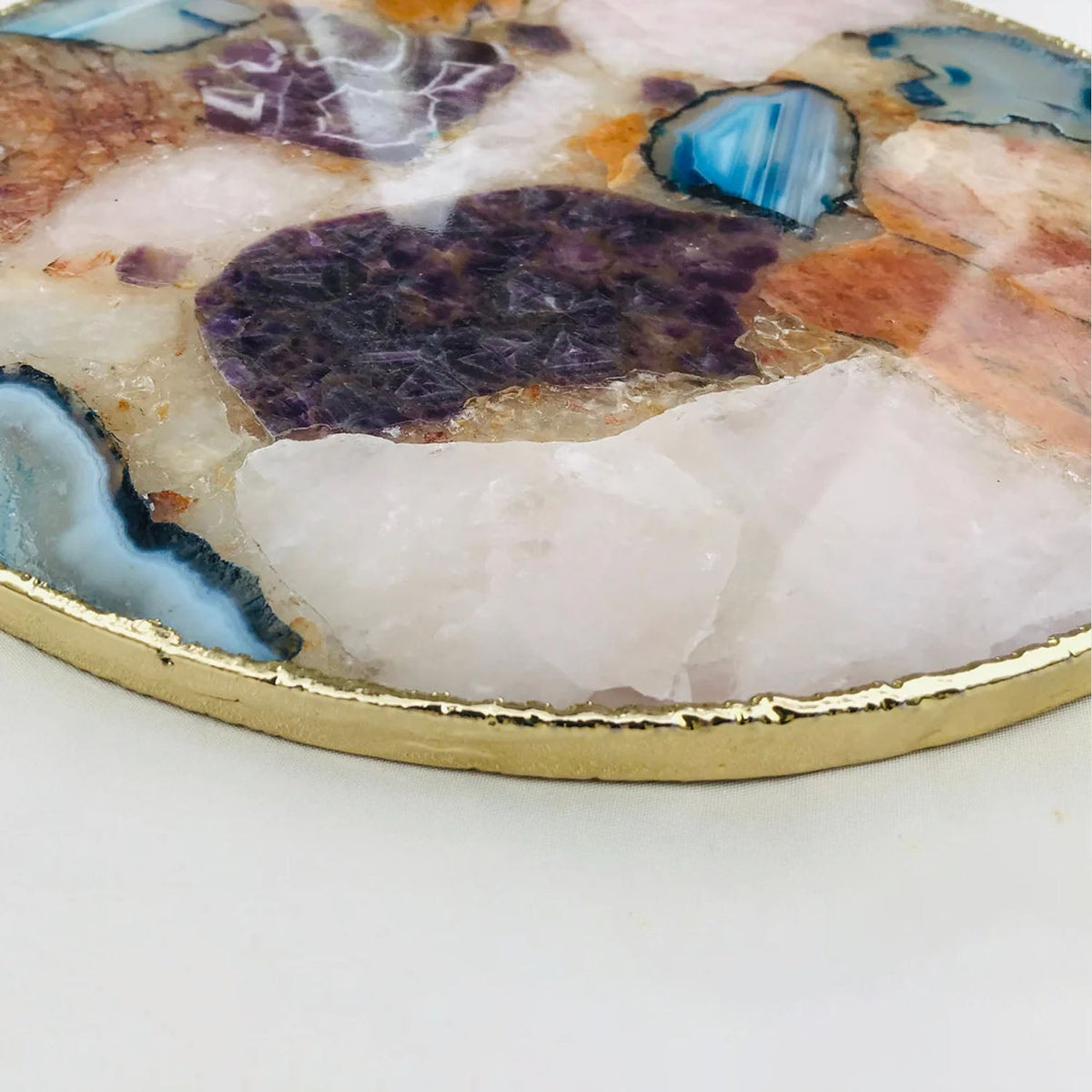 Large Multicolored 12" Diameter Agate Platter/Tray/Personalized Mementos/Sign Boards