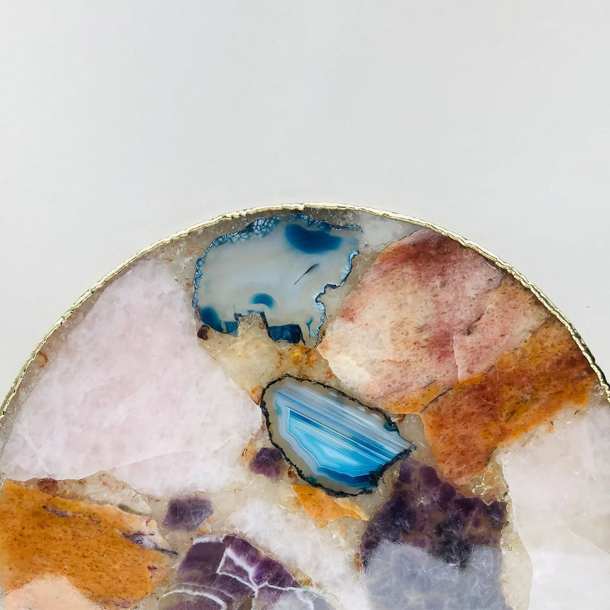 Large Multicolored 12" Diameter Agate Platter/Tray/Personalized Mementos/Sign Boards